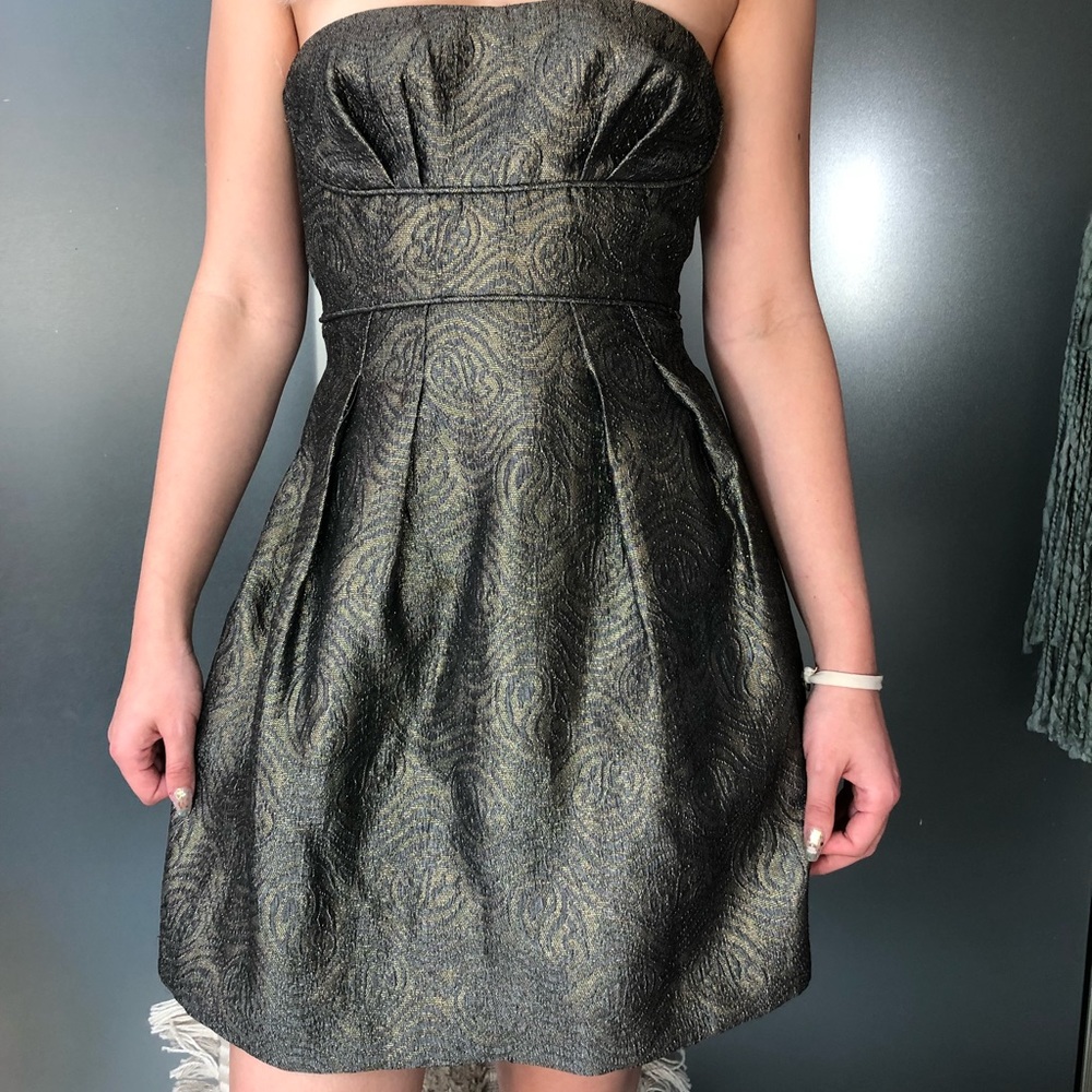 BCBG metallic cocktail prom dress